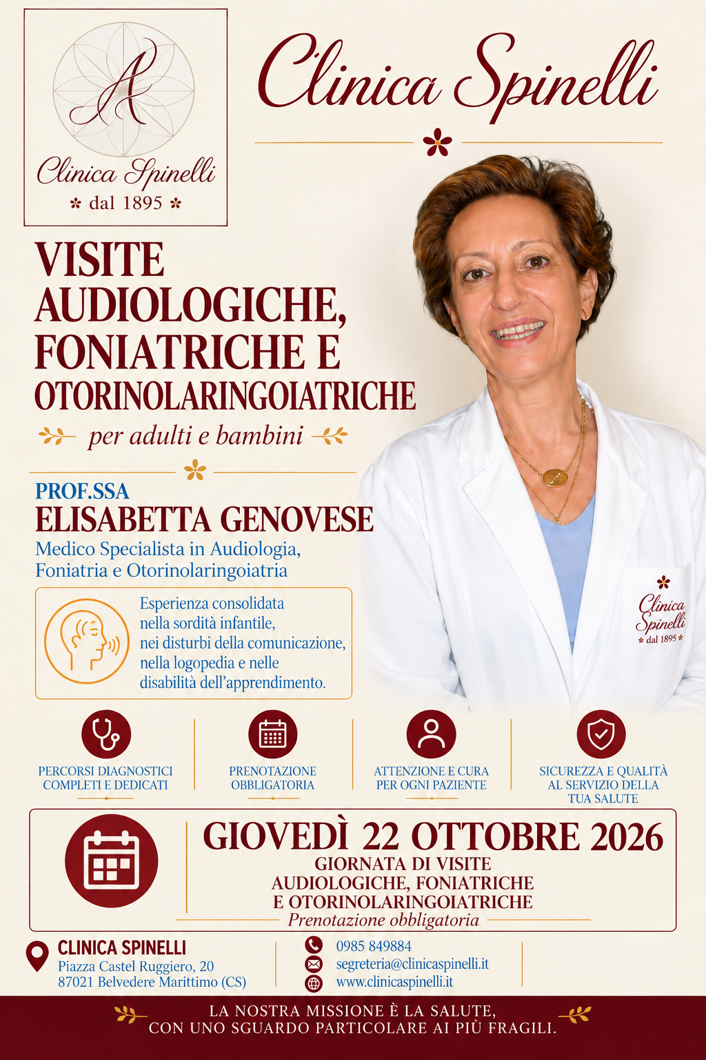 Visite Specialistiche Audiologiche e Foniatriche con la Prof.ssa Elisabetta Genovese